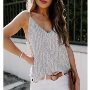 Vici • NWOT Beige & White Spotted Tank Top Blouse